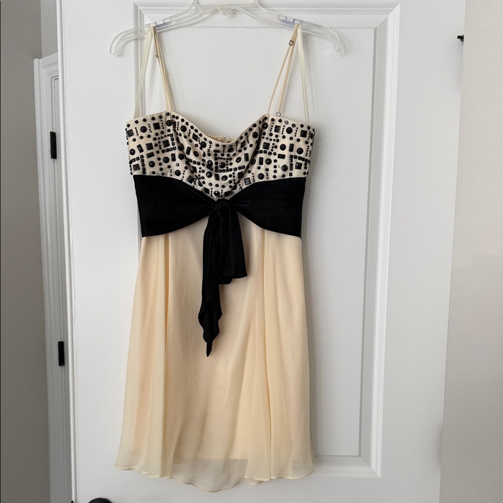 BCBGMaxAzria Black and Cream Mini Dress